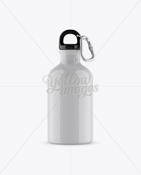 330ml Glossy Sport Bottle With Carabiner Mockup - Front View - Free