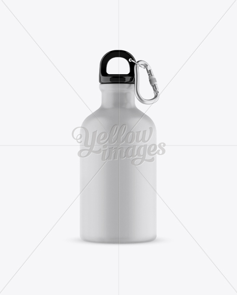 330ml Matte Sport Bottle With Carabiner Mockup - Front View