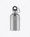 330ml Steel Sport Bottle With Carabiner Mockup - Front View