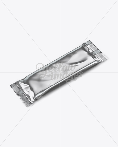 Metallic Snack Bar Mockup - Halfside View (High-Angle Shot)