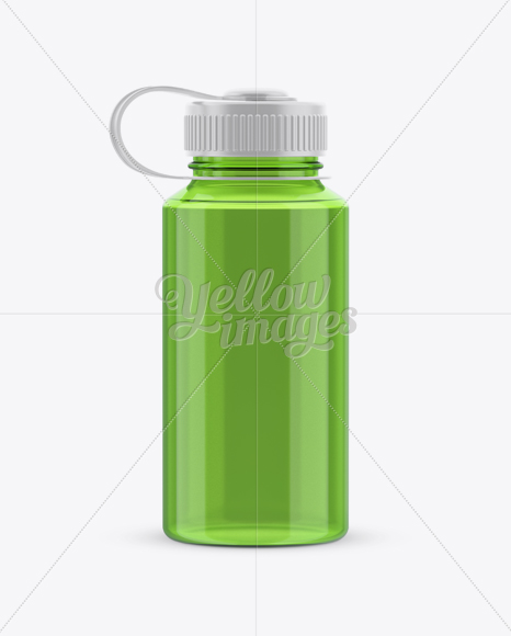 Green Plastic Reusable Water Bottle Mockup