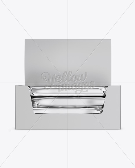 20 Metallic Snack Bars Display Box Mockup - Front View - Free Download