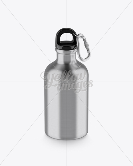 330ml Steel Sport Bottle With Carabiner Mockup - High-Angle Shot