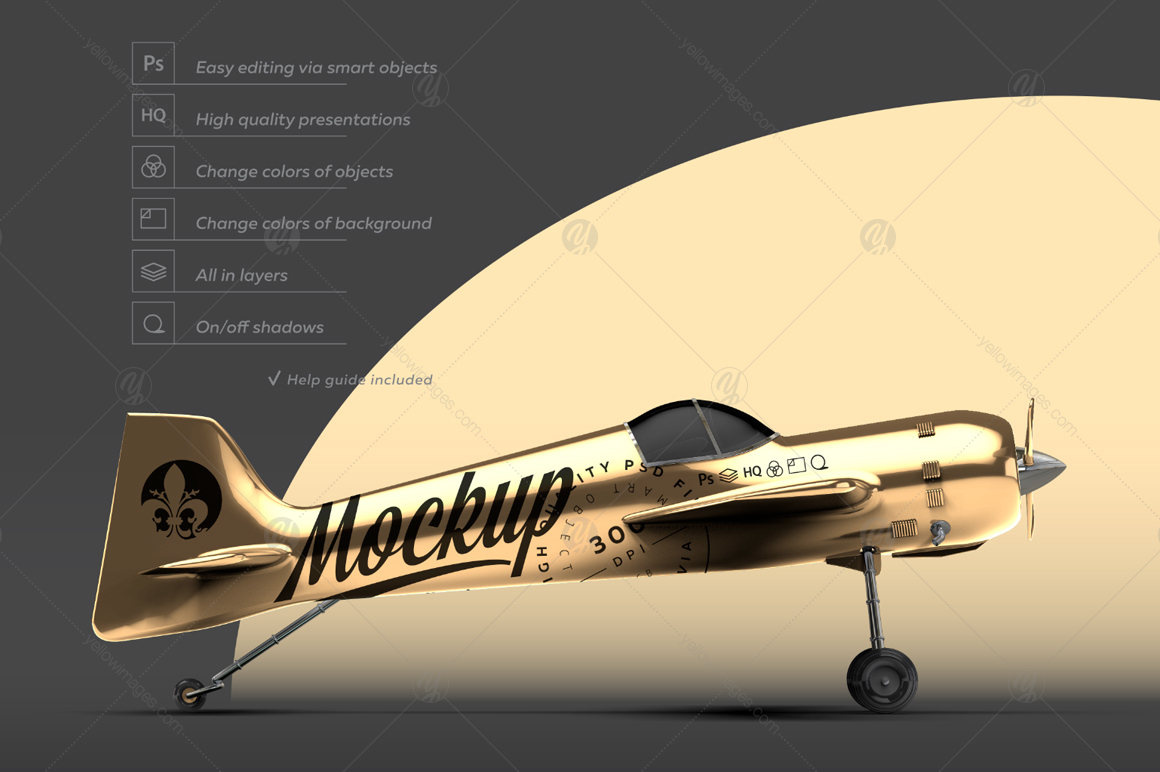 Gold Aerobatic Aircraft Mockup