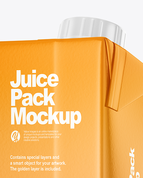 200ml Glossy Juice Carton Package Mockup