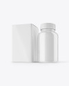 Glossy Pills Bottle with Box Mockup