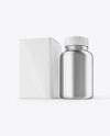 Metallic Pills Bottle with Box Mockup