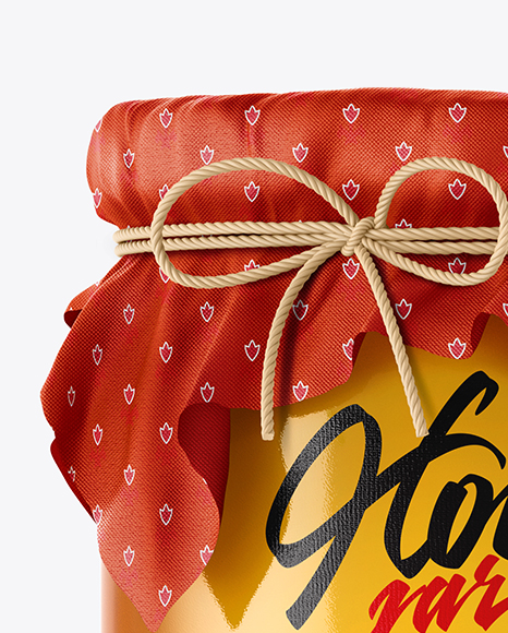 Honey Glass Jar w/ Fabric Cap Mockup