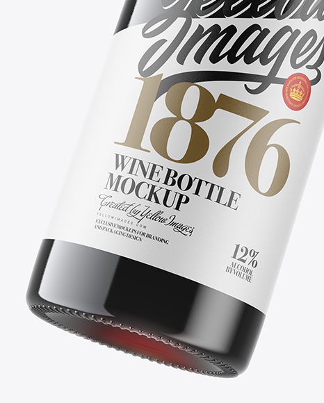 Antique Green Bottle with Red Wine Mockup Antique Green Bottle with Red Wine Mockup