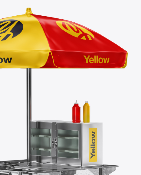 Hot Dog Cart Mockup - Back Half-Side View