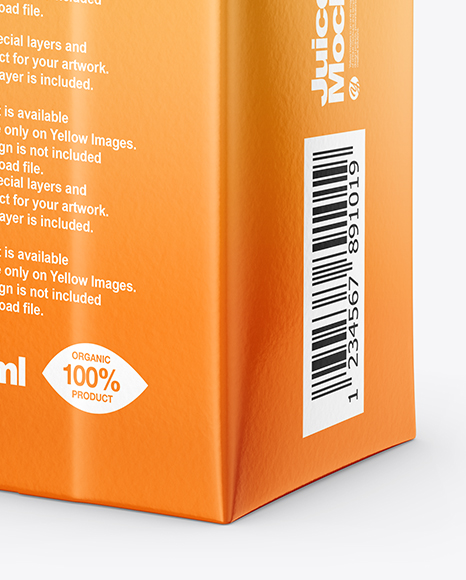 200ml Glossy Juice Carton Package Mockup