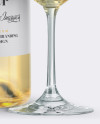 Clear White Wine Bottle w/ Glass Mockup