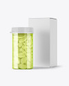 Clear Pills Bottle with Box Mockup