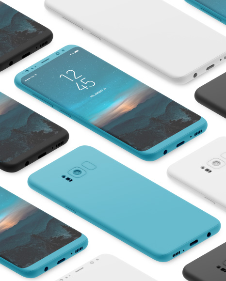 Isometric Clay Samsung Galaxy S8 Mockup