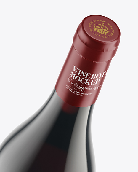 Antique Green Bottle with Red Wine Mockup Antique Green Bottle with Red Wine Mockup