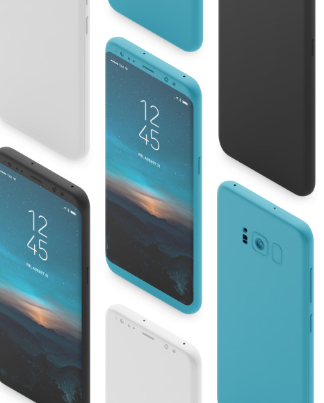 Isometric Clay Samsung Galaxy S8 Mockup