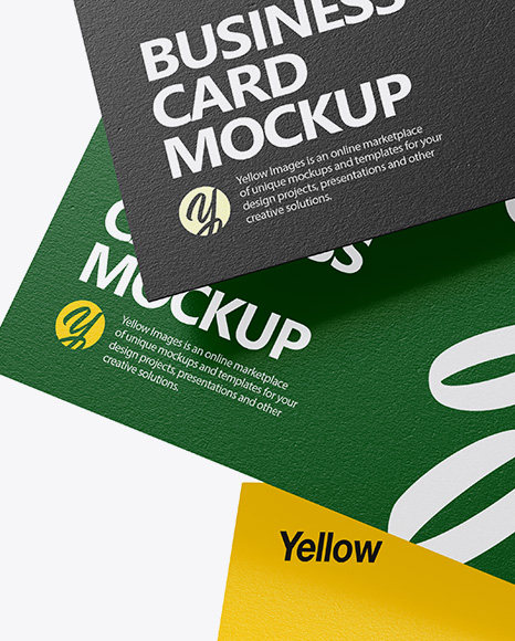 Three Textured Business Cards Mockup