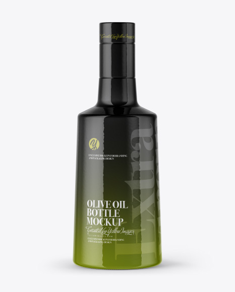 Dark Glass Olive Oil Bottle Mockup