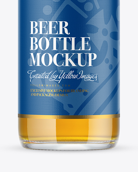 Clear Glass Lager Beer Bottle Mockup