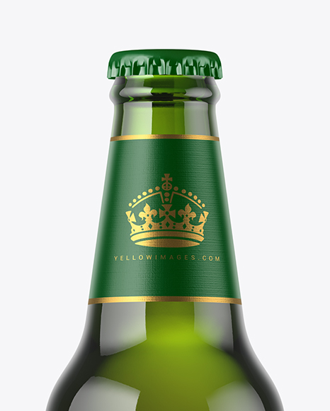 Green Glass Beer Bottle Mockup