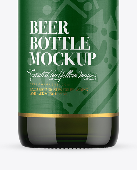 Green Glass Beer Bottle Mockup