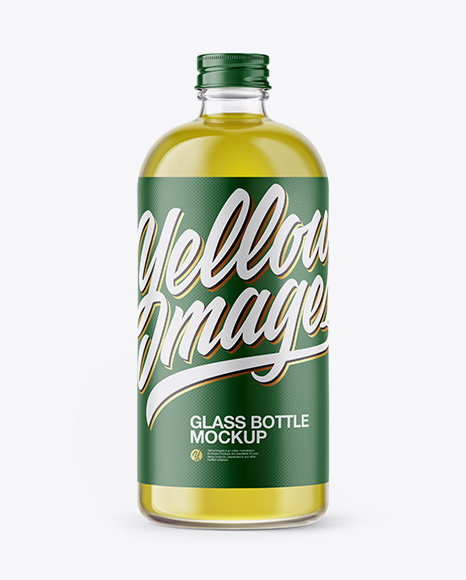 Clear Glass Olive Oil Bottle Mockup - 500ml+Clear+Glass+Olive+Oil+Bottle+With+Shrink+Band+Mockup+In