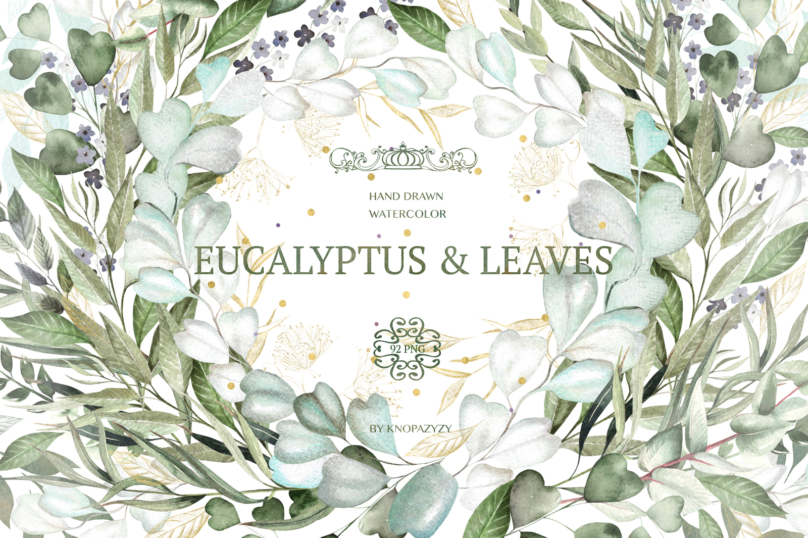 Watercolor EUCALYPTUS & LEAVES Watercolor EUCALYPTUS & LEAVES