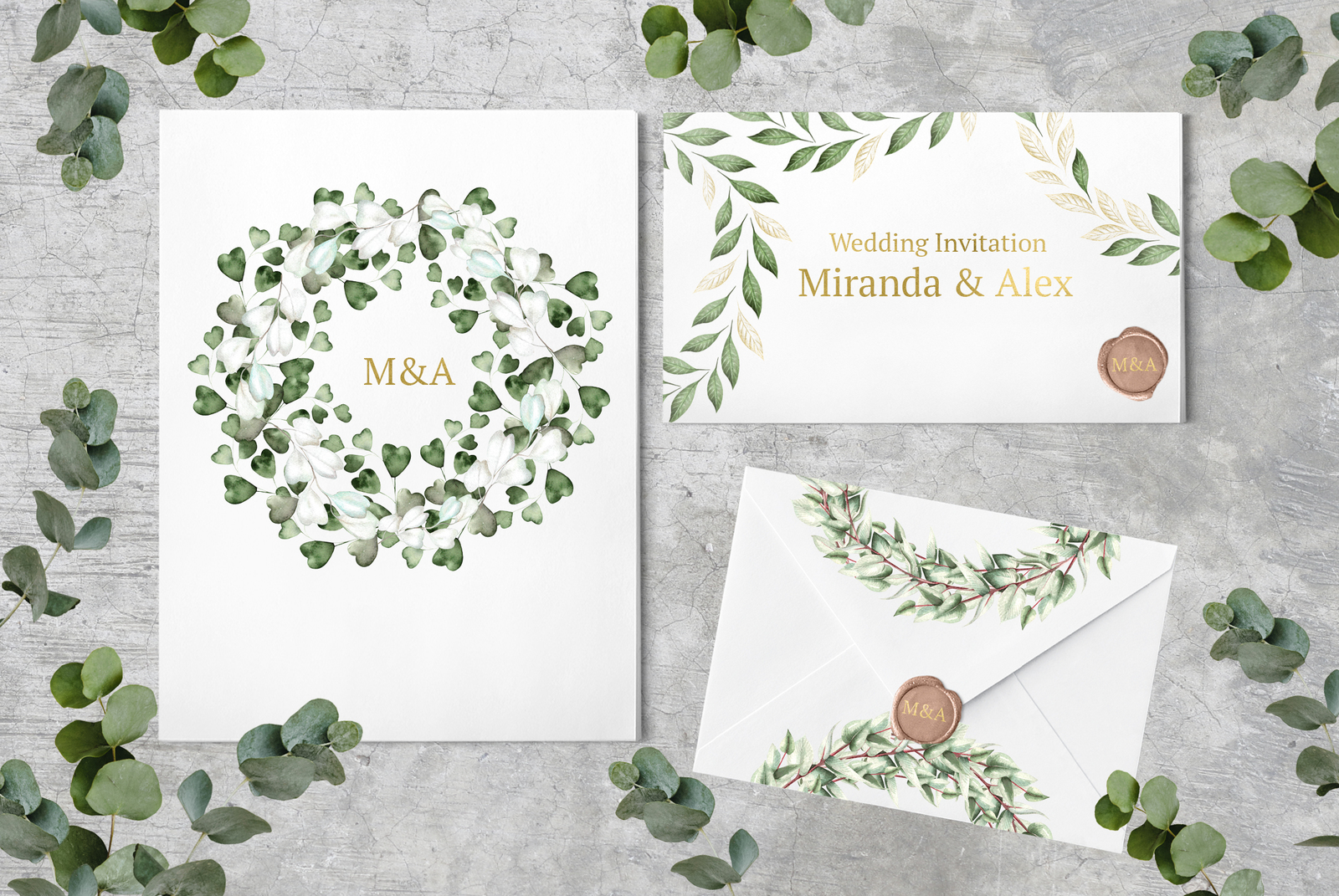 Watercolor EUCALYPTUS & LEAVES Watercolor EUCALYPTUS & LEAVES