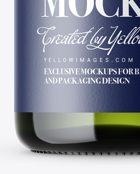 Green Glass White Wine Bottle Mockup