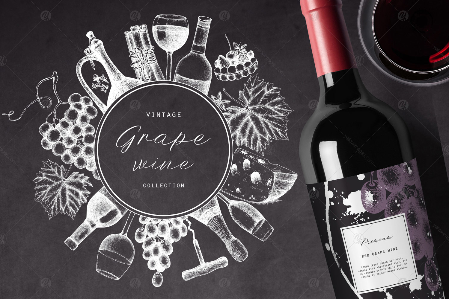Red & White Wine Illustations Set Red & White Wine Illustations Set