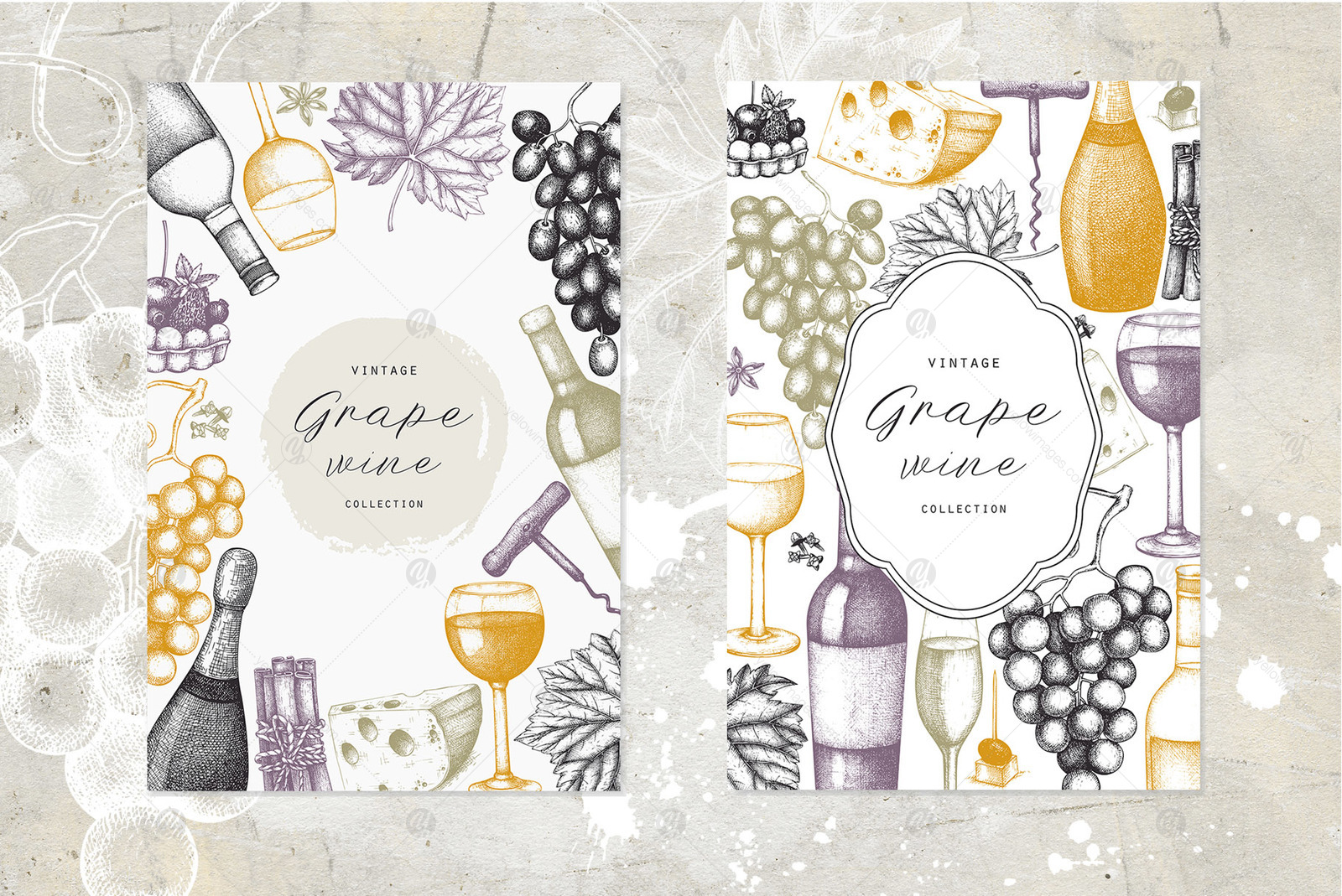 Red & White Wine Illustations Set Red & White Wine Illustations Set