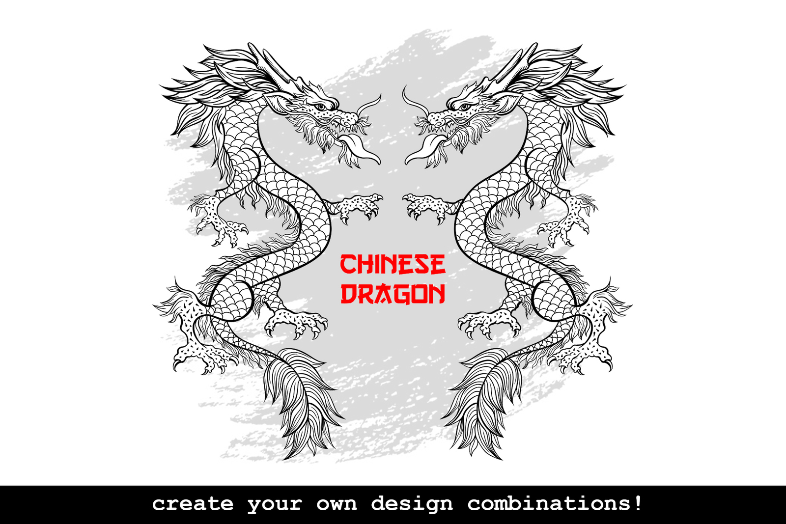 Chinese Dragon Vector Illustrations, Clouds and Patterns