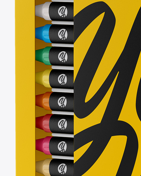 Box w/ Crayons Mockup