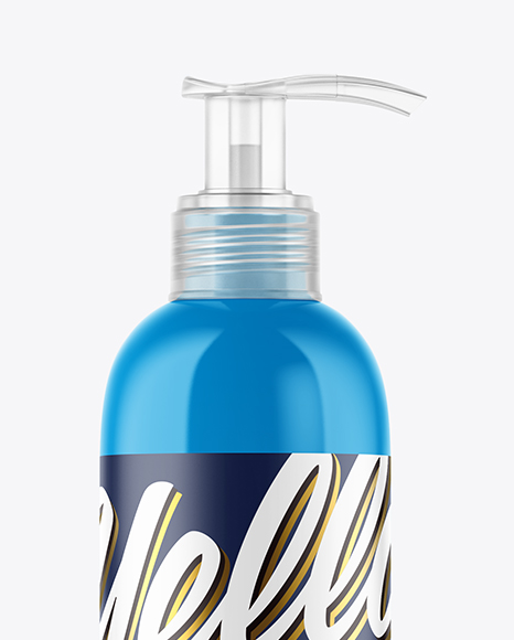 Glossy Cosmetic Bottle with Pump Mockup