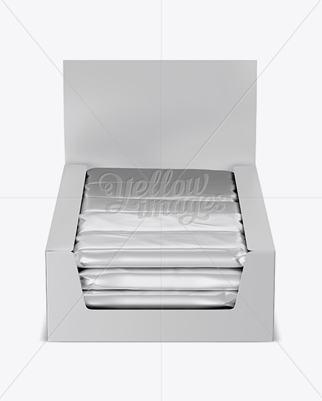 20 Matte Metallic Snack Bars Display Box Mockup - Front View (High