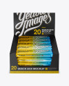 20 Matte Metallic Snack Bars Display Box Mockup - Front View (High-Angle Shot)