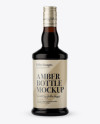 Dark Amber Glass Bottle Mockup