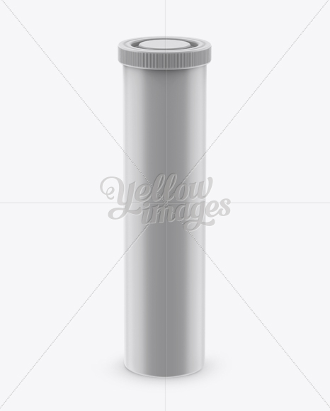 Matte Plastic Effervescent Tablets Tube Mockup - Front View (High-Angle Shot)