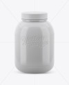 Glossy Protein Jar With Matte Cap &amp; Label Mockup (High-Angle Shot)