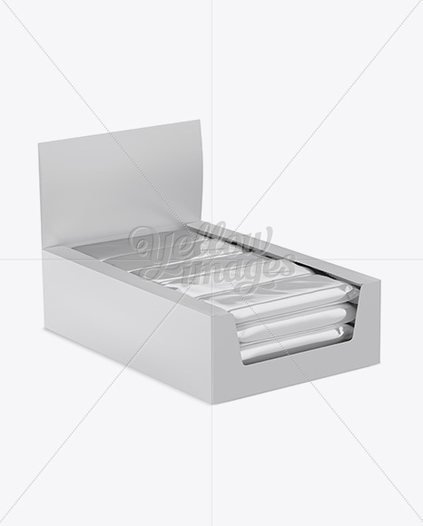 20 Snack Bars Display Box Mockup - Halfside View (High-Angle Shot