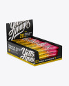 20 Snack Bars Display Box Mockup - Halfside View (High-Angle Shot)