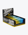 20 Matte Metallic Snack Bars Display Box Mockup - Halfside View (High-Angle Shot)