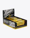 20 Metallic Snack Bars Display Box Mockup - Halfside View (High-Angle Shot)