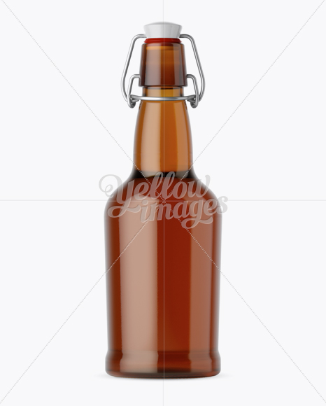 Amber Glass Beugel Bottle w/ Light Beer Mockup - Free Download Images