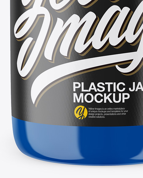 Glossy Plastic Jar Mockup - Front View