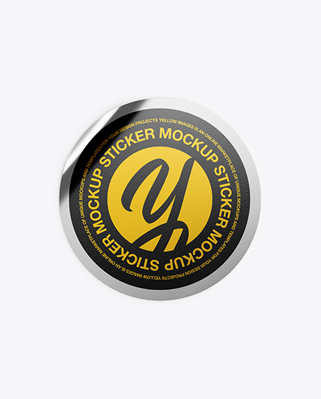 Metallic Textured Round Sticker Mockup