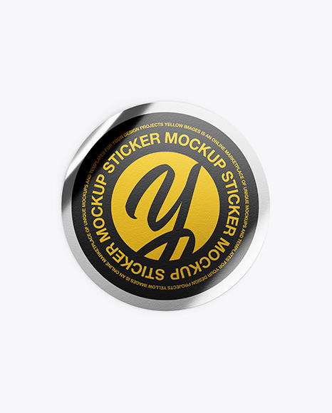 Metallic Textured Round Sticker Mockup