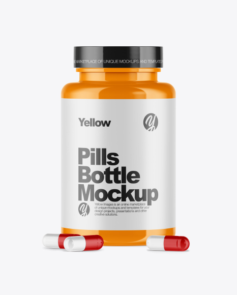 Glossy Pills Bottle Mockup