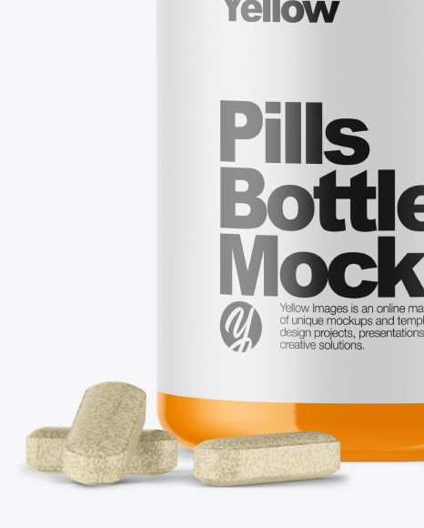 Glossy Pills Bottle Mockup