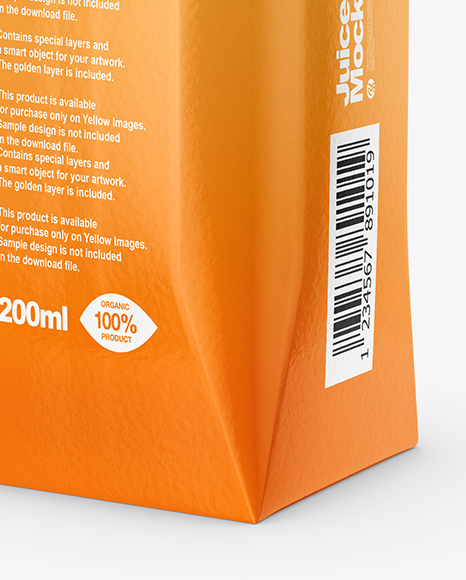 250ml Glossy Juice Carton Package Mockup